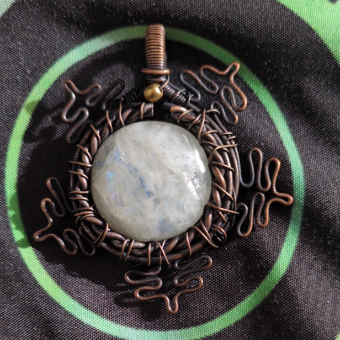 Handcrafted Wire Wrapped Pendant With Moonstone